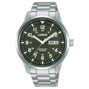Lorus Men's Automatic Watch with Day/Date, Stainless Steel Band, Dark Green Dial RL407BX9