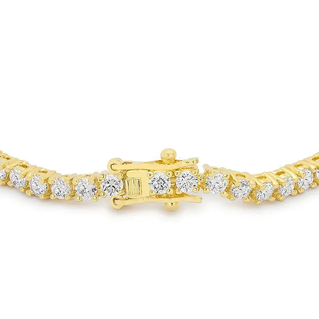 LOVCIA Victorian Style Gold Plated Cubic Zirconia 8-Inch Tennis Bracelet
