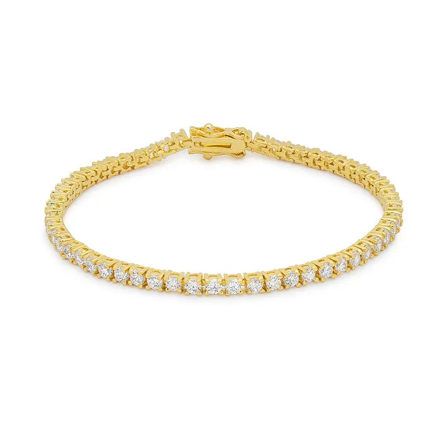 LOVCIA Victorian Style Gold Plated Cubic Zirconia 8-Inch Tennis Bracelet