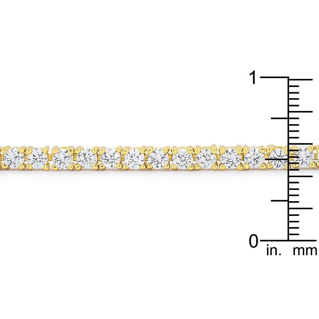 LOVCIA Victorian Style Gold Plated Cubic Zirconia 8-Inch Tennis Bracelet
