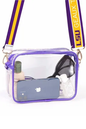 LSU Clear Reversible Strap Purse - Purple