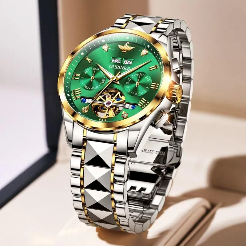 Luxury Automatic Sapphire Tungsten steel Green Watch