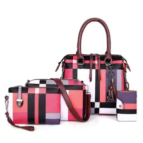 Luxury Plaid Handbag Set (4 Pcs)