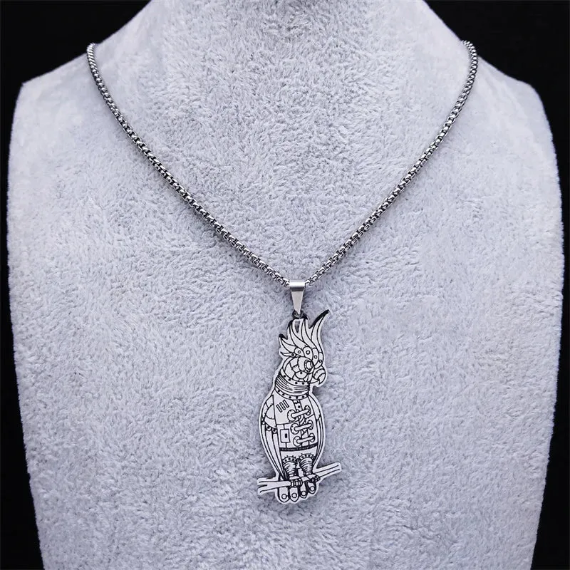 Machinery Gears Parrot Necklace Stainless Steel Industrial Revolution Machine Necklaces