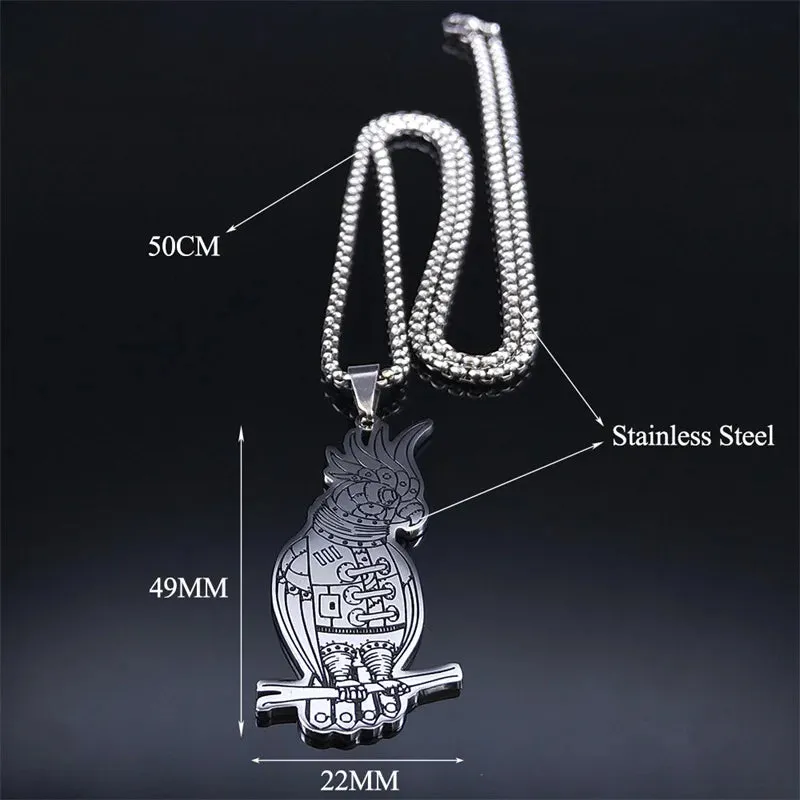 Machinery Gears Parrot Necklace Stainless Steel Industrial Revolution Machine Necklaces