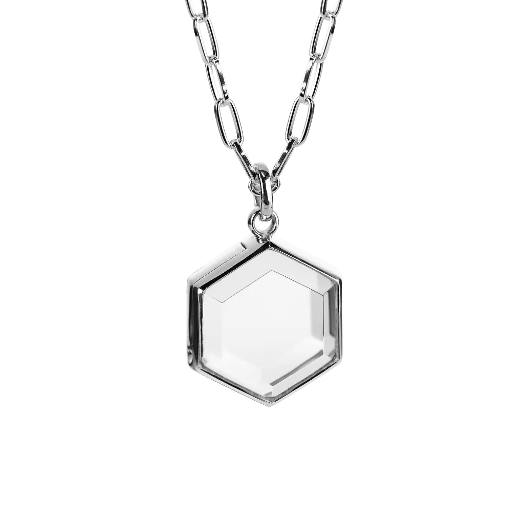 Medium Hexagon Silver Locket