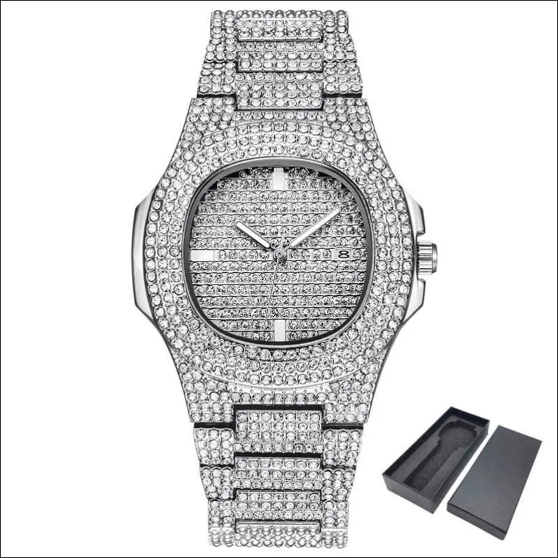 Men's Bling Diamond Luxury Hip Hop Rapper Watch for a Bold Look