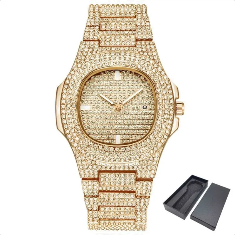 Men's Bling Diamond Luxury Hip Hop Rapper Watch for a Bold Look