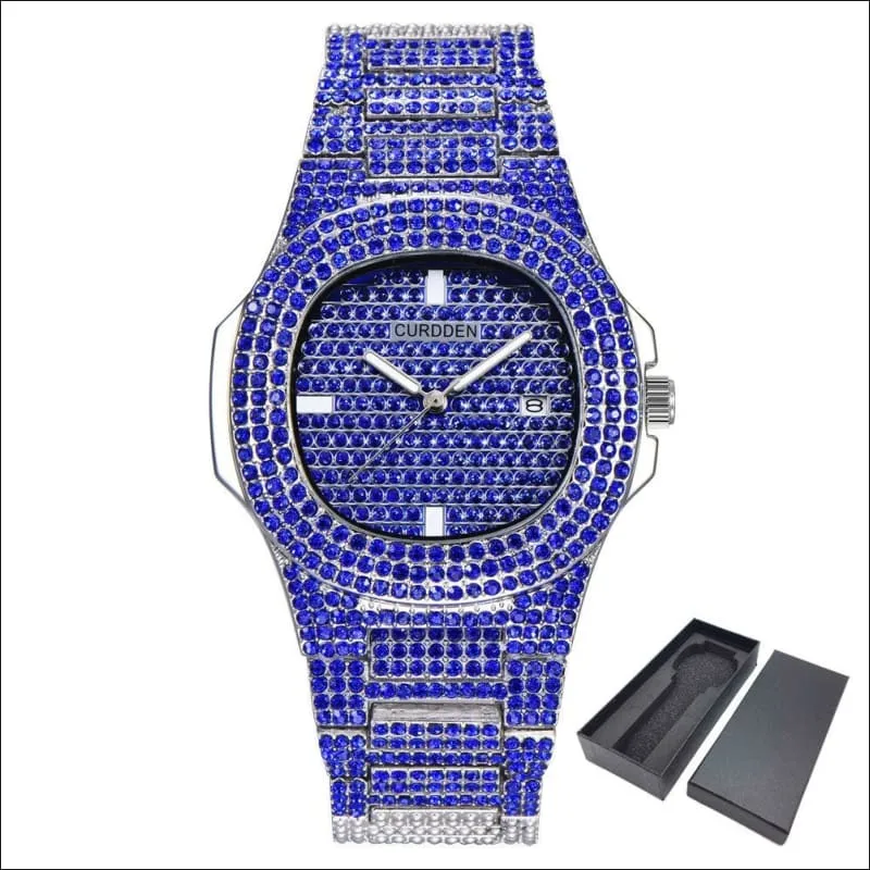 Men's Bling Diamond Luxury Hip Hop Rapper Watch for a Bold Look