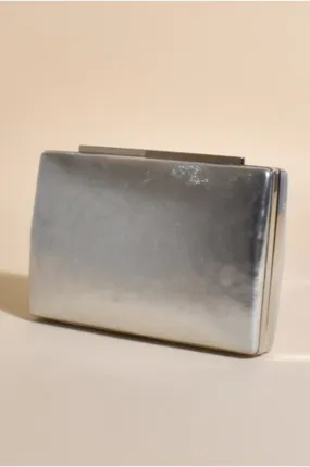 Metallic Structured Clutch Silver