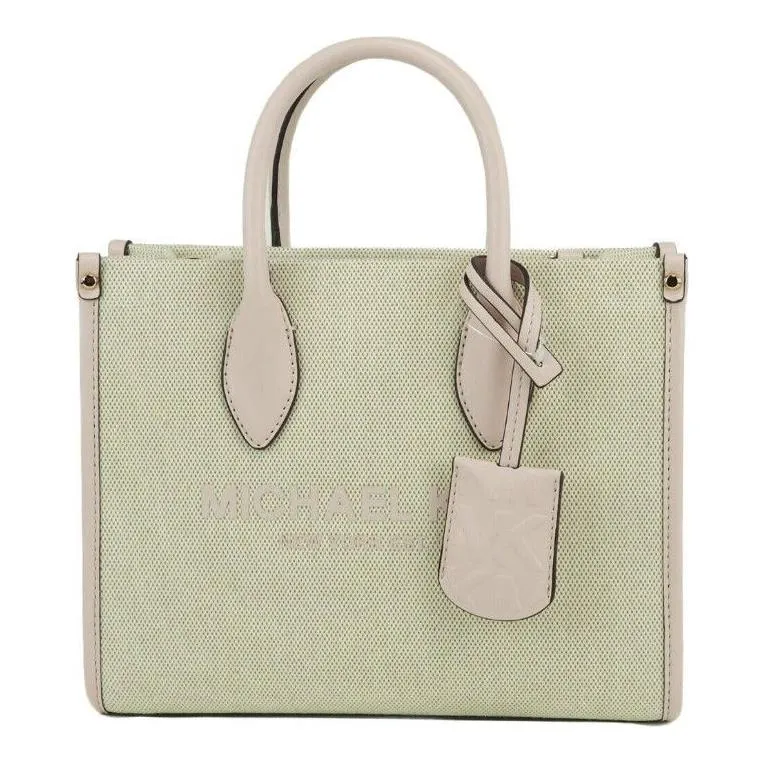 Michael Kors Mirella Small Powder Blush Canvas Shopper Crossbody Handbag Purse
