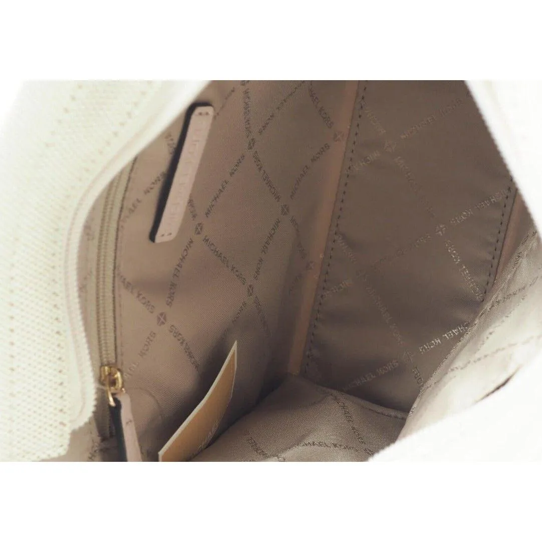 Michael Kors Mirella Small Powder Blush Canvas Shopper Crossbody Handbag Purse