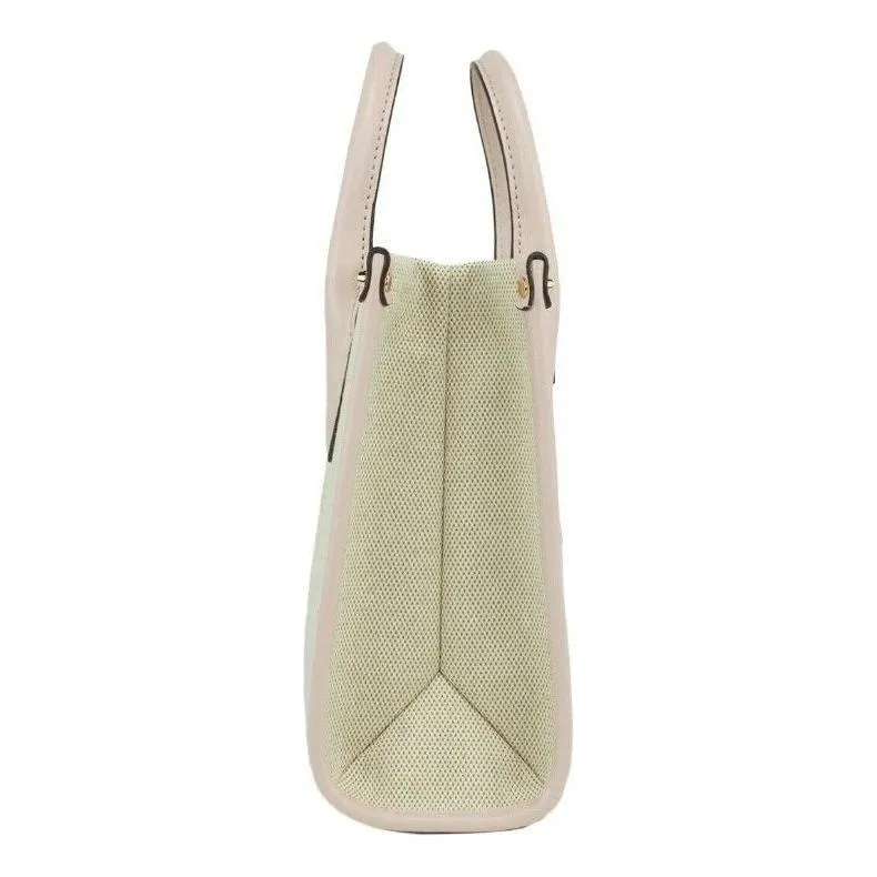 Michael Kors Mirella Small Powder Blush Canvas Shopper Crossbody Handbag Purse