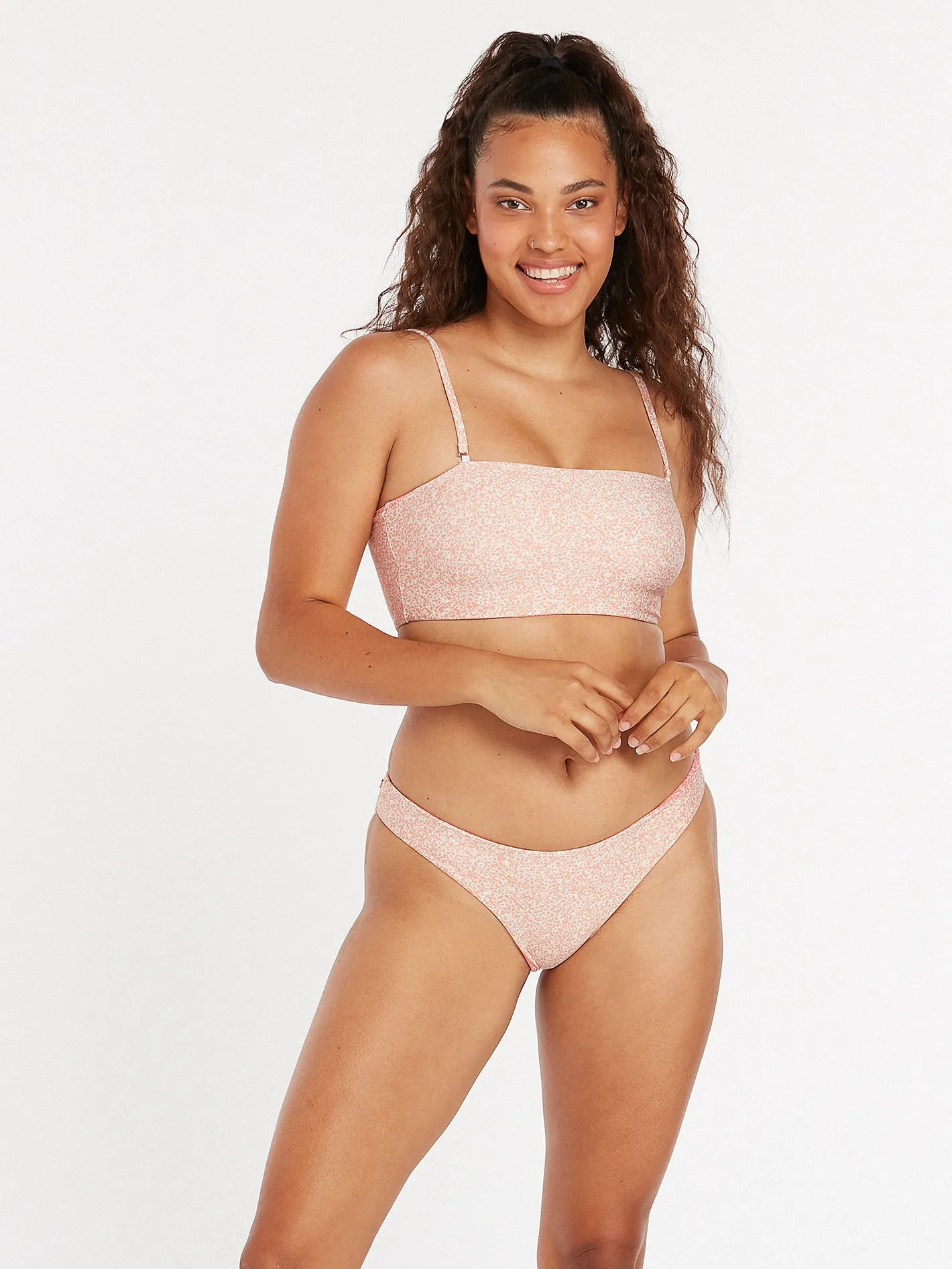 Micro Blooms Reversible Tube Bikini Top - Hazey Pink