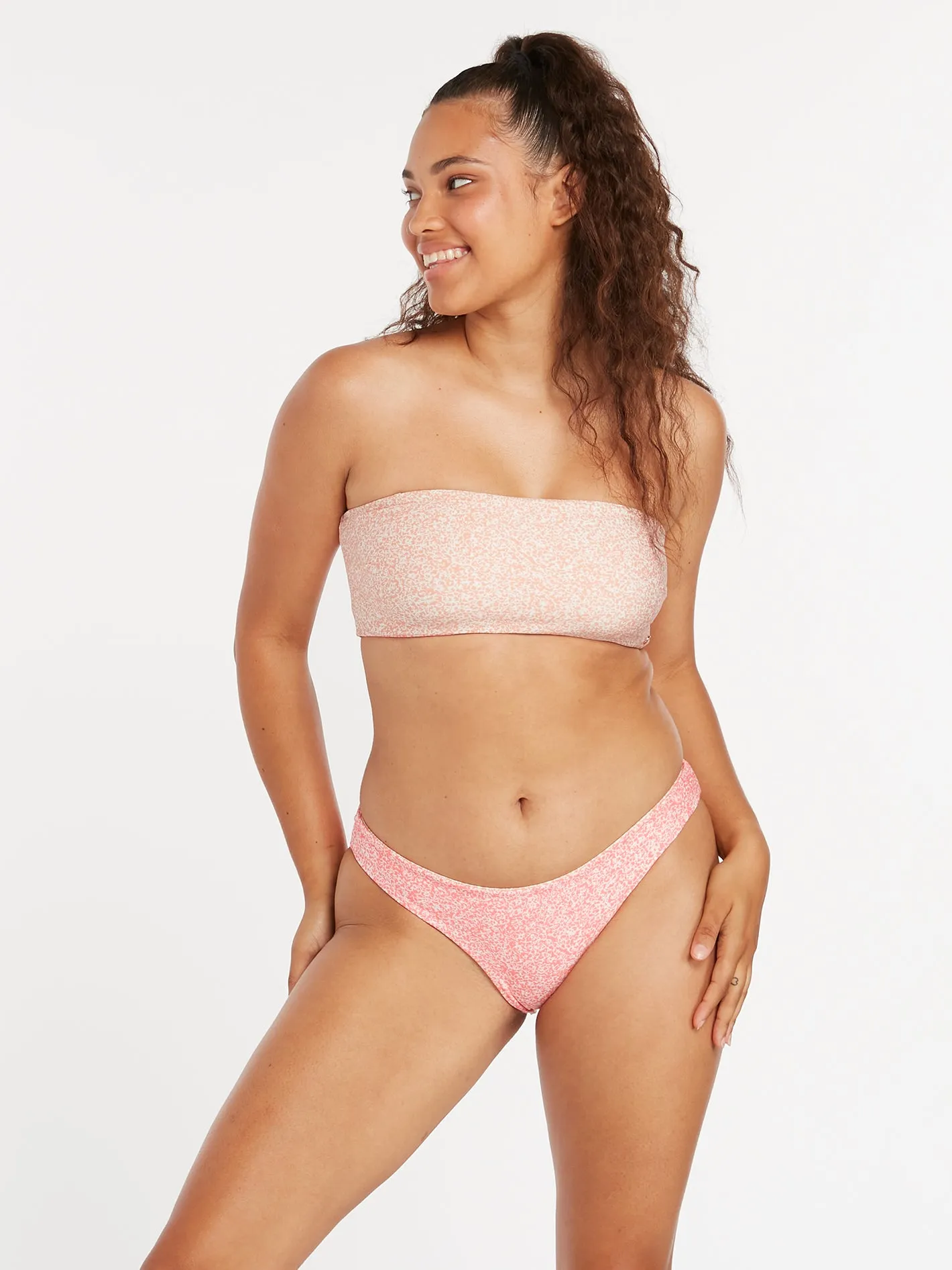Micro Blooms Reversible Tube Bikini Top - Hazey Pink