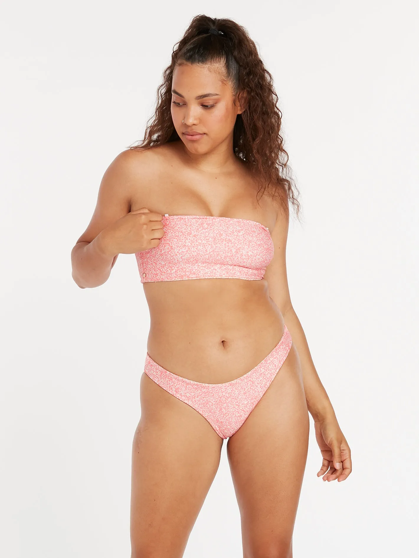 Micro Blooms Reversible Tube Bikini Top - Hazey Pink