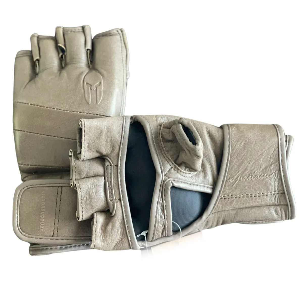 MMA GENUINE LEATHER GRAPPLING GLOVES MARTIAL ARTS SPARRING SPARTACUS 2