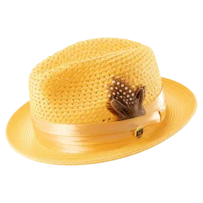 Montique Yellow Men's Summer Straw Hats Style H-34