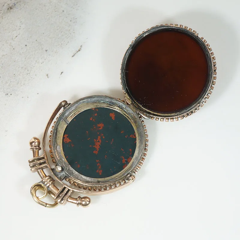 Moustachioed Soldier Intaglio in a Victorian Locket Fob