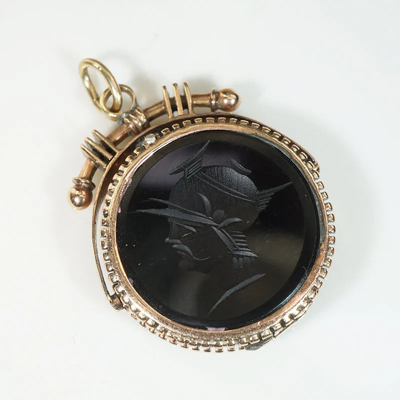 Moustachioed Soldier Intaglio in a Victorian Locket Fob