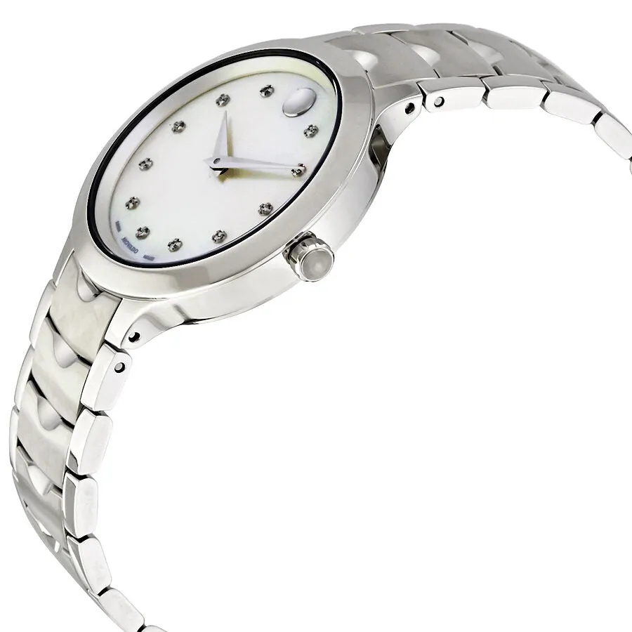 Movado Luno White Mother of Pearl Dial Ladies Watch 0607055