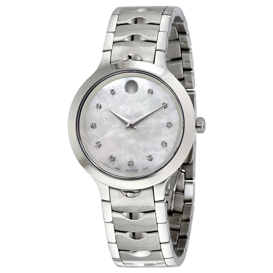 Movado Luno White Mother of Pearl Dial Ladies Watch 0607055