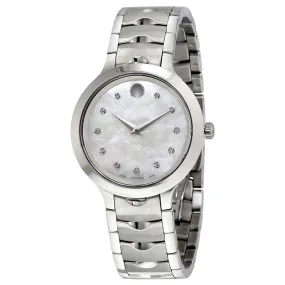 Movado Luno White Mother of Pearl Dial Ladies Watch 0607055