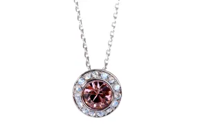 N7189 Brilliant Round Rhodium Plated Swarovski Elements Crystal Pendant Necklace