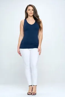 NAVY PLUS V or U Neckline Reversible Seamless Tank