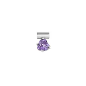Nomination SeiMia Charm, Heart, Violet Cubic Zirconia, Silver
