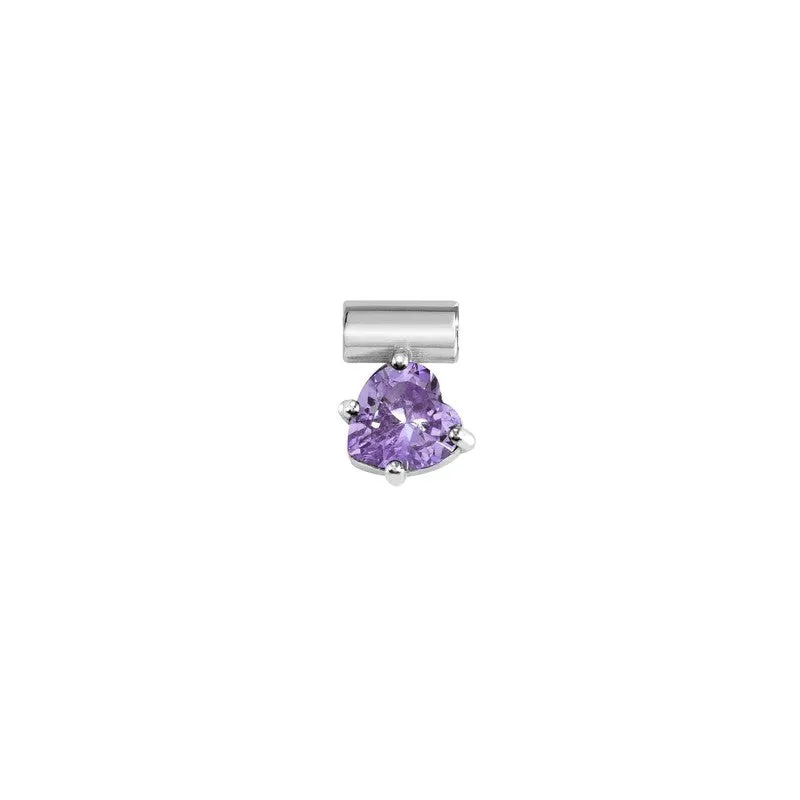 Nomination SeiMia Charm, Heart, Violet Cubic Zirconia, Silver