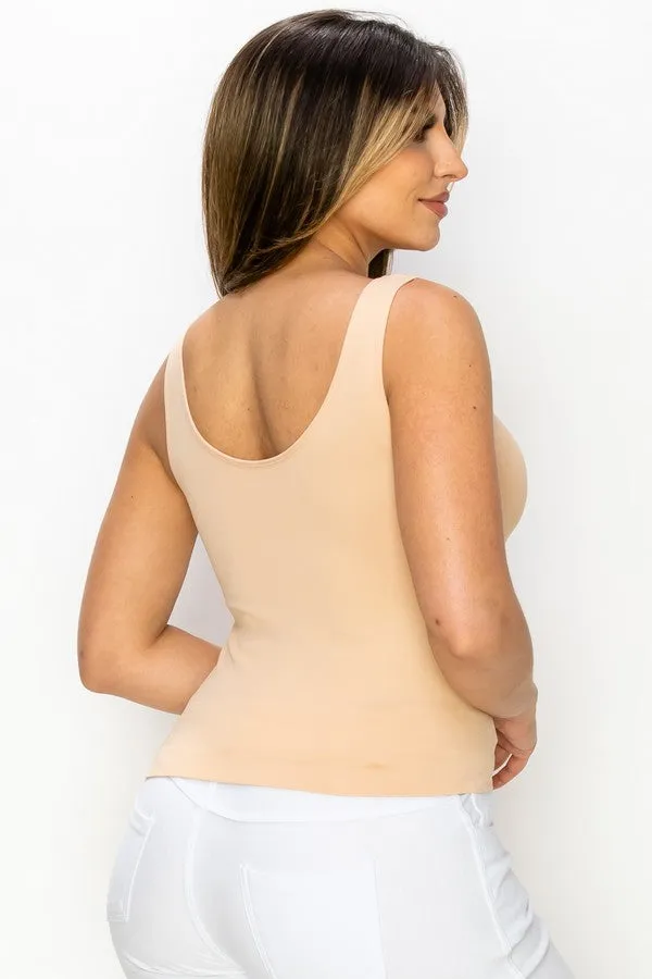 NUDE SHORT ONE SZ V or U Neckline Reversible Seamless Tank