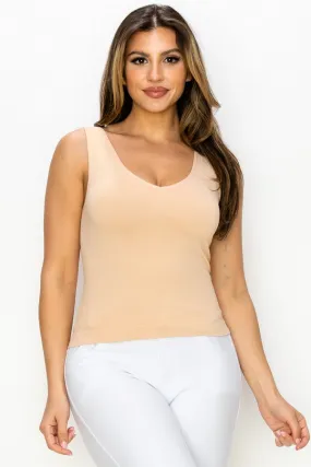 NUDE SHORT ONE SZ V or U Neckline Reversible Seamless Tank