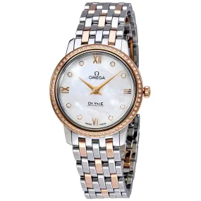 Omega De Ville Perstige Mother of Peal Diamond Dial Ladies Watch 42425276055002 424.25.27.60.55.002