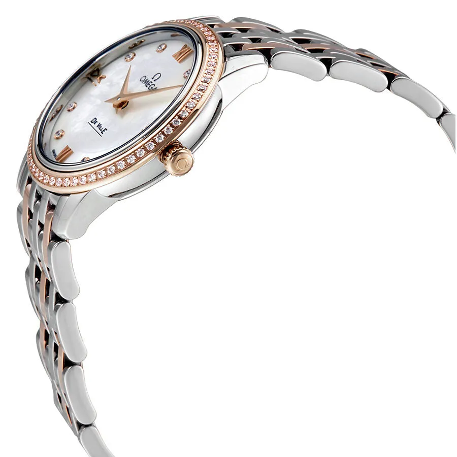 Omega De Ville Perstige Mother of Peal Diamond Dial Ladies Watch 42425276055002 424.25.27.60.55.002