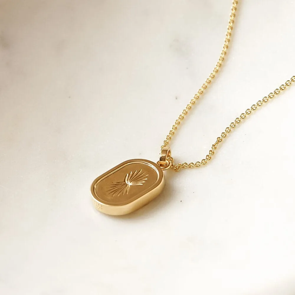 Palm Engraved Oval Locket 18ct Gold Plate