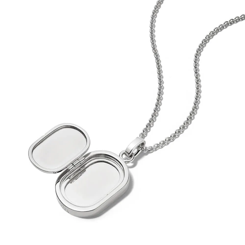 Palm Engraved Oval Locket Sterling Silver