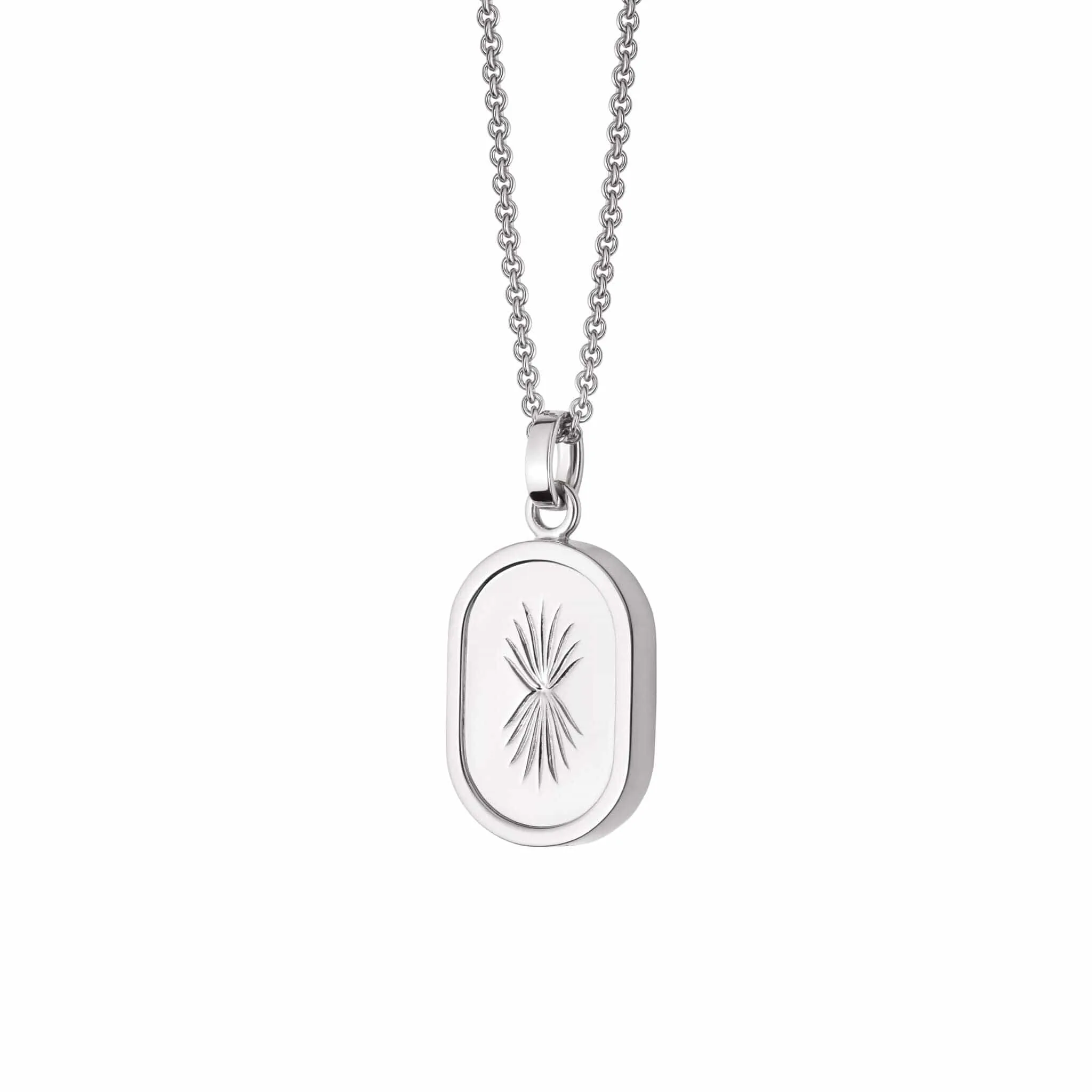 Palm Engraved Oval Locket Sterling Silver