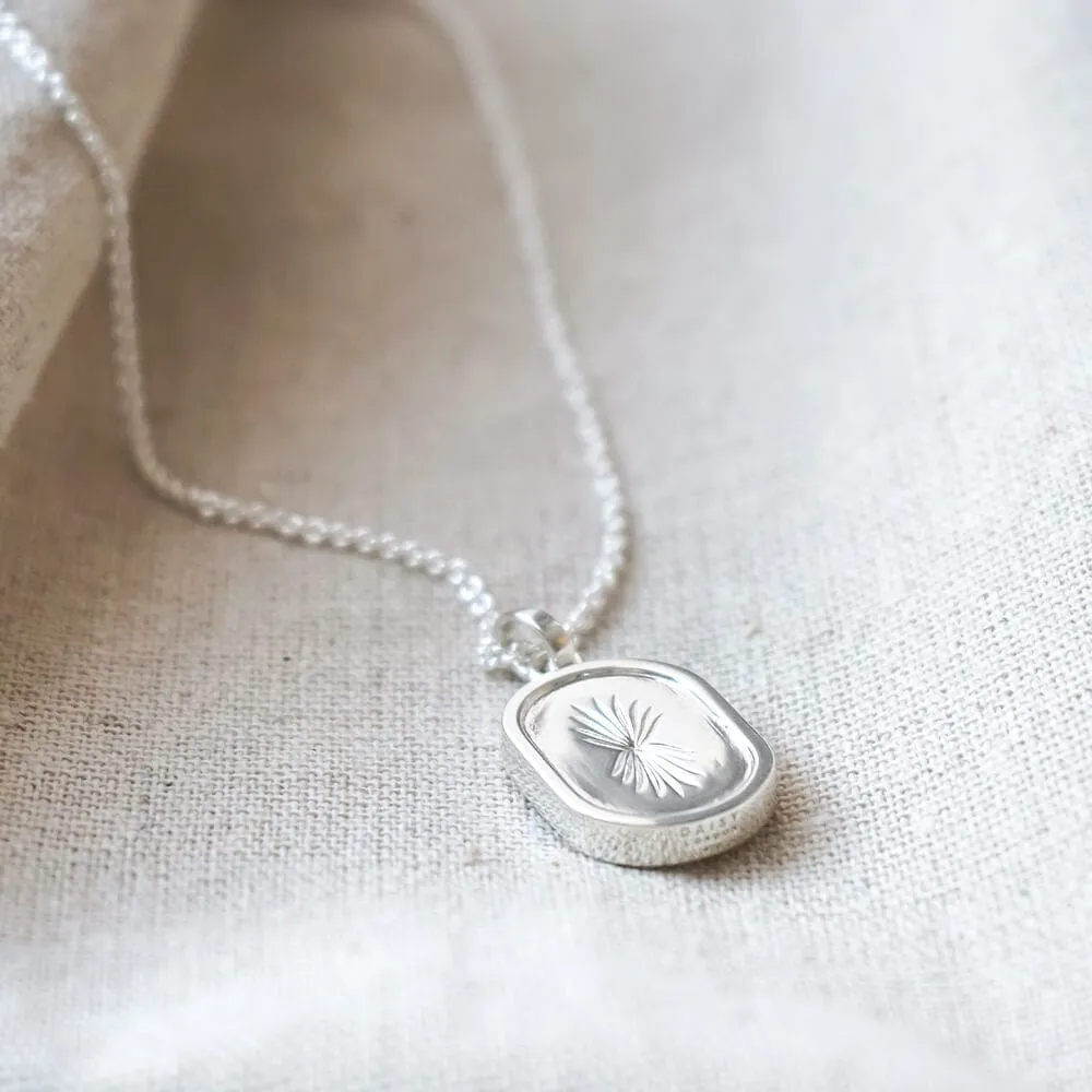 Palm Engraved Oval Locket Sterling Silver