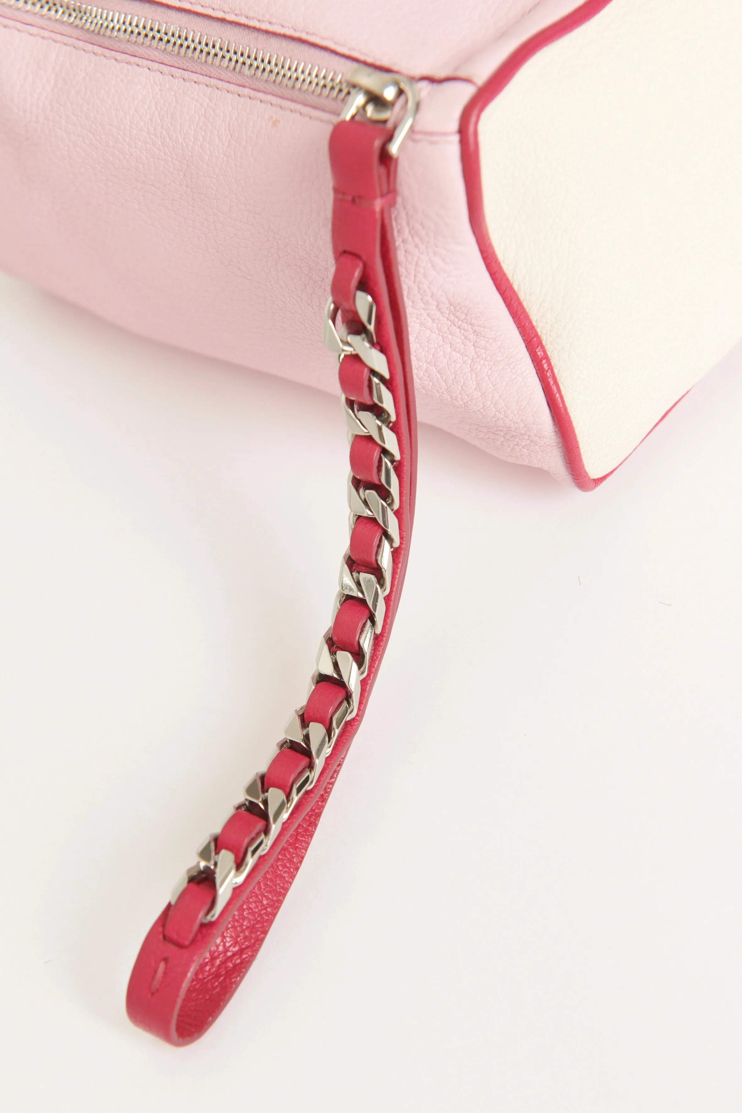 Pink and Cream Preowned Pandora Wristlet Clutch Bag