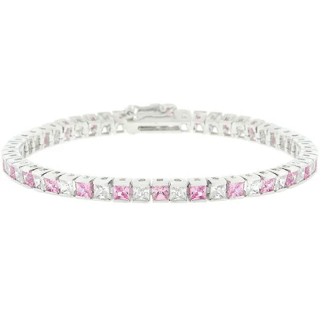 Pink Cubic Zirconia Tennis Bracelet