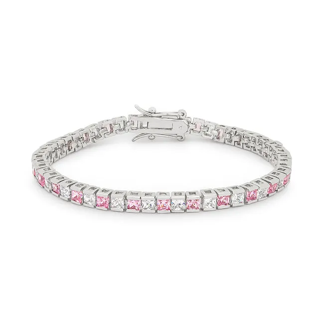 Pink Cubic Zirconia Tennis Bracelet
