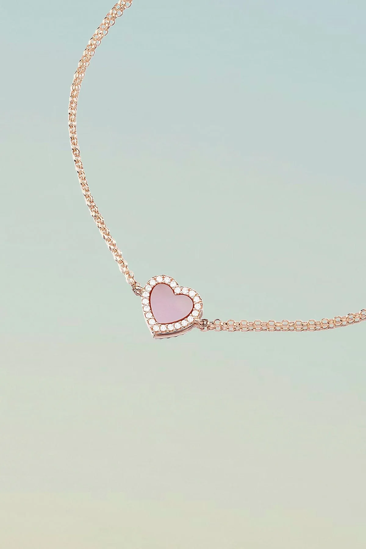 Pink Nacre Heart Adjustable bracelet