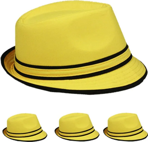 plain yellow fedora hat Case of 72