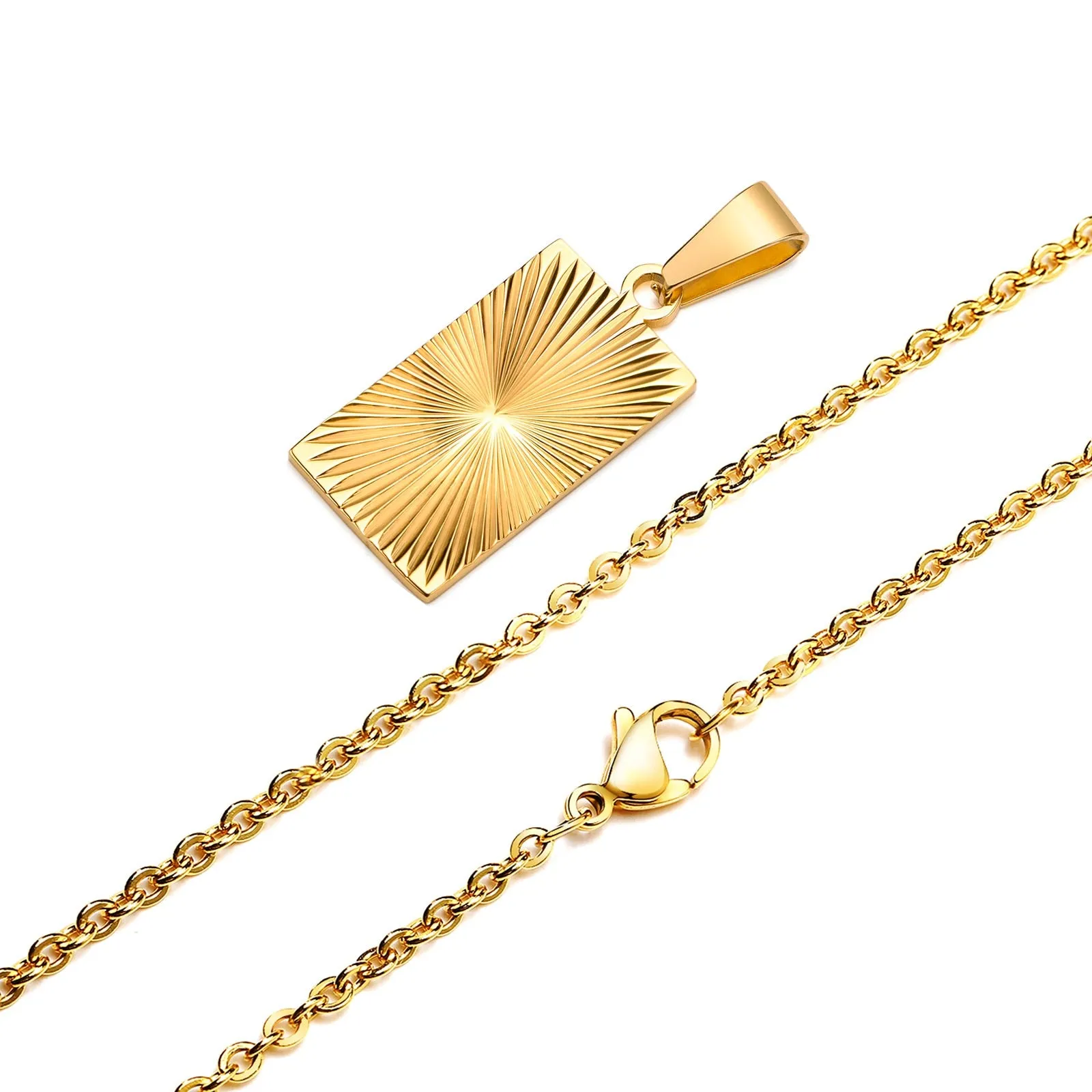 Plated Rectangle Pendant Necklaces