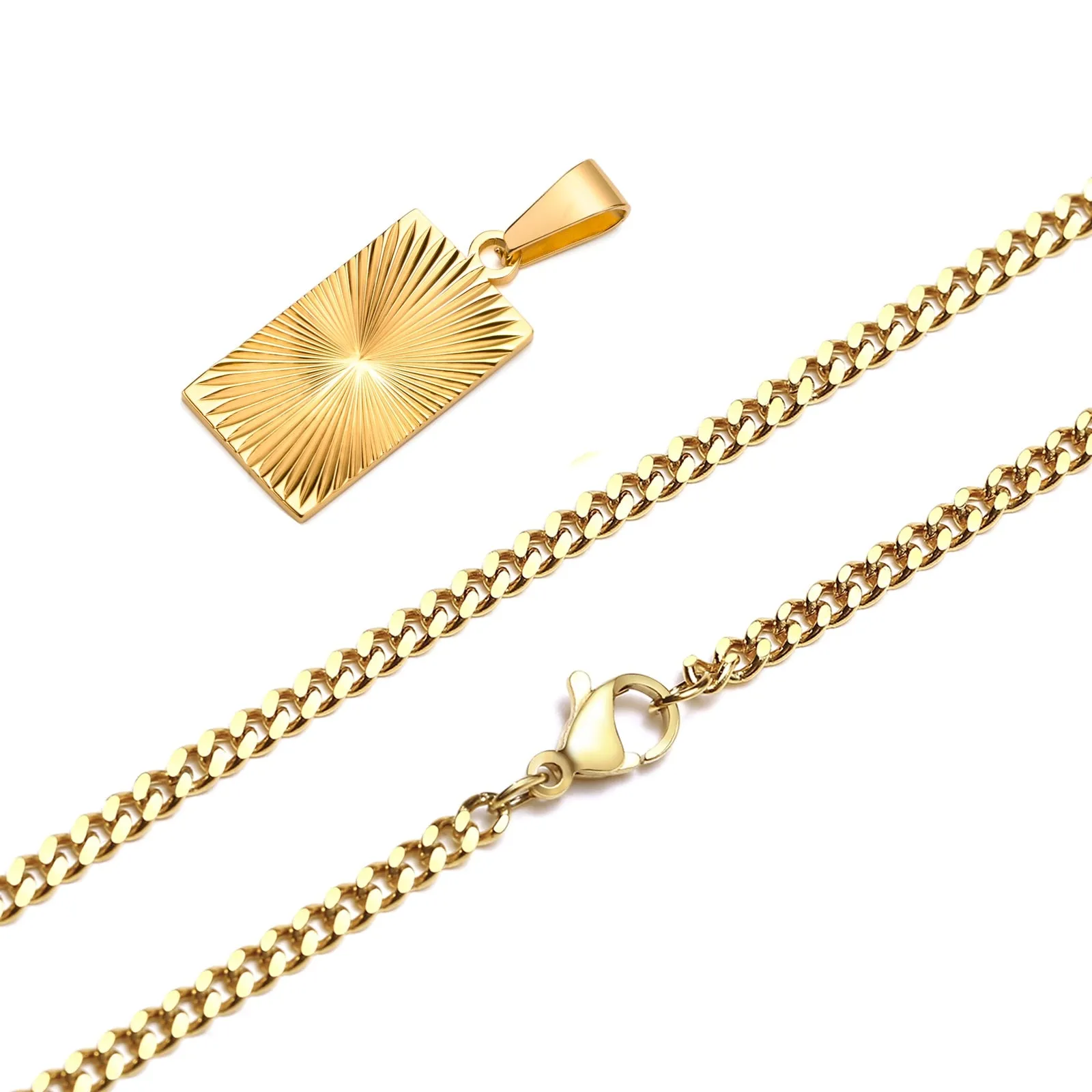 Plated Rectangle Pendant Necklaces