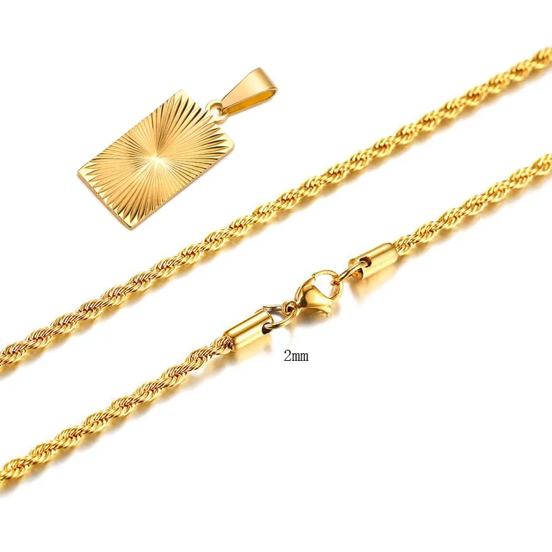 Plated Rectangle Pendant Necklaces