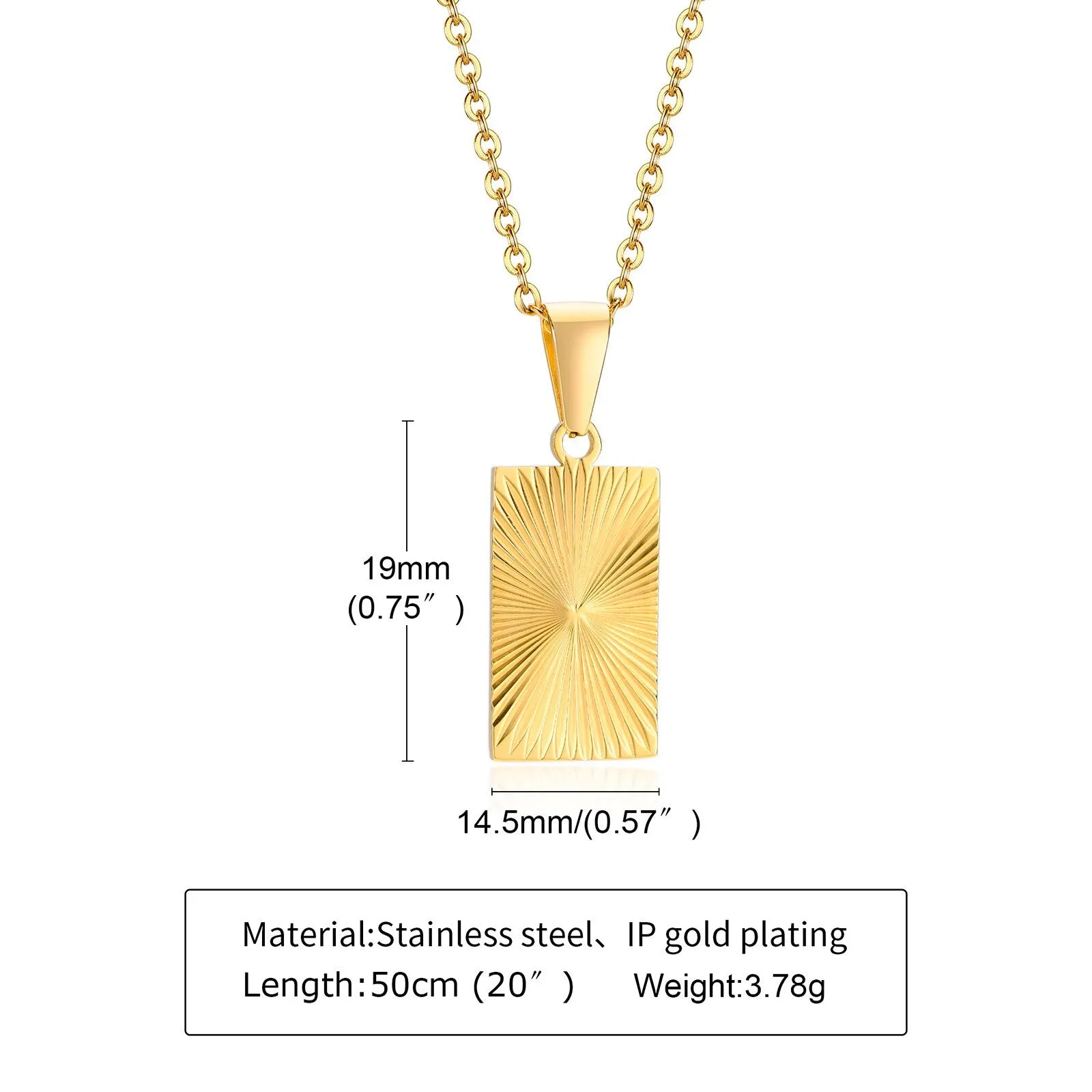 Plated Rectangle Pendant Necklaces