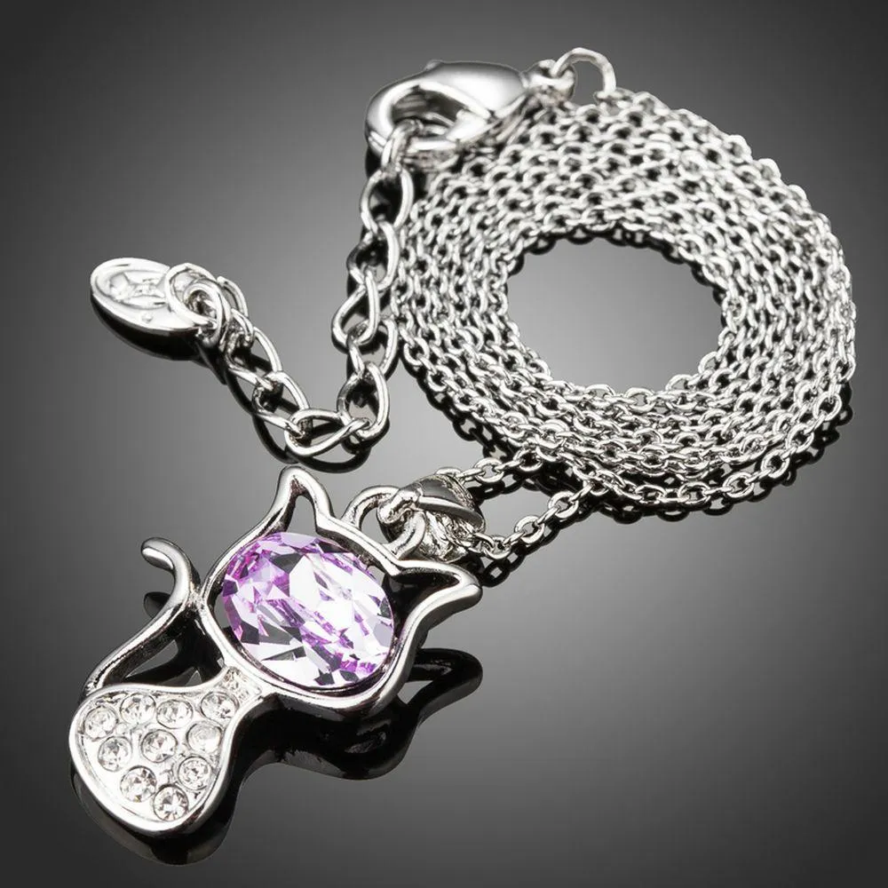 Purple Cat Pendant Necklace KPN0206
