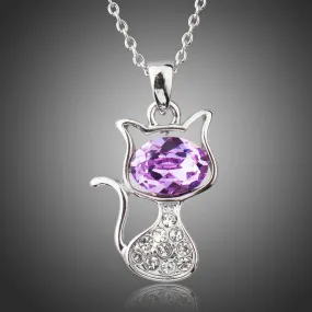 Purple Cat Pendant Necklace KPN0206